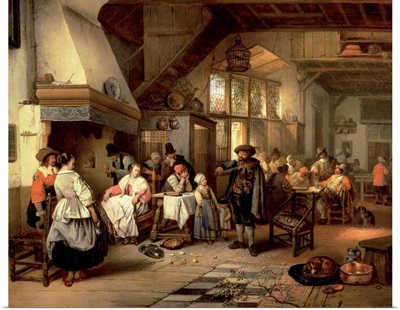 Interior of a tavern with a blind fiddler, 1844