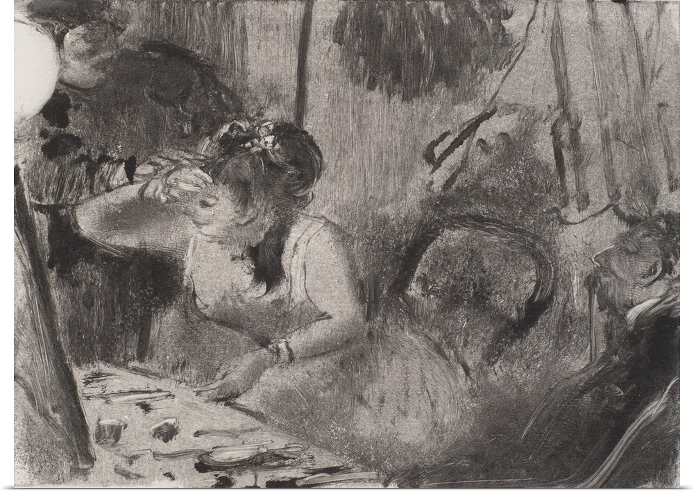Intimacy, c. 1877-80, monotype in black.  By Edgar Degas (1834-1917).