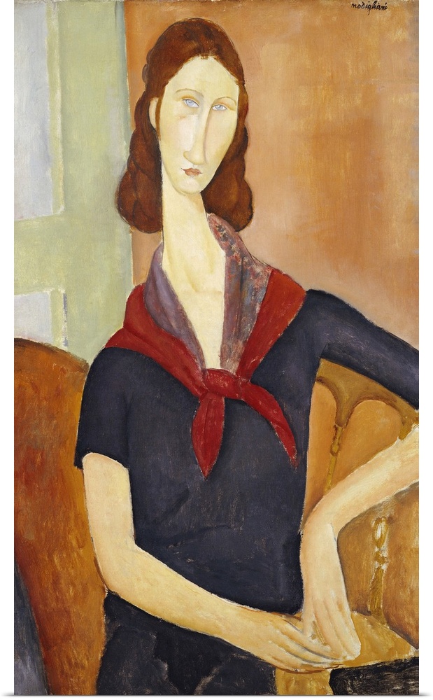 CH378368 Jeanne Hebuterne (with a Scarf) 1919 (oil on canvas) by Modigliani, Amedeo (1884-1920); Private Collection; (add....