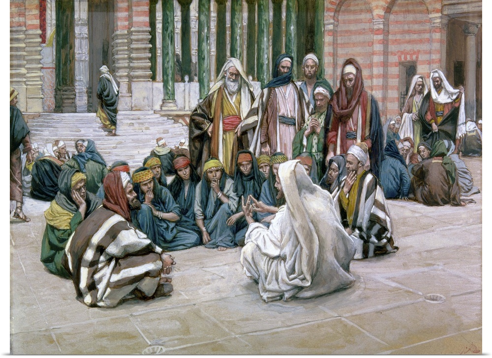 Jesus Speaking in the Treasury, illustration for 'The Life of Christ', c.1886-96 (gouache on paperboard) by Tissot, James ...