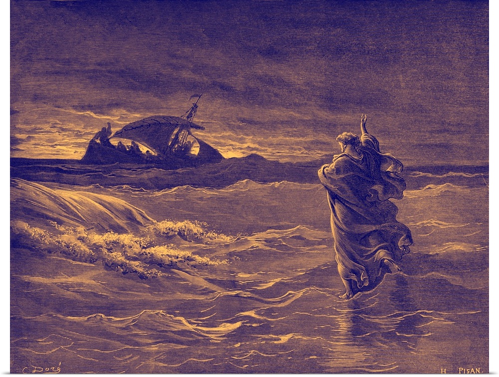 Jesus walking on the sea - Bible by Dore, Gustave (1832-83).