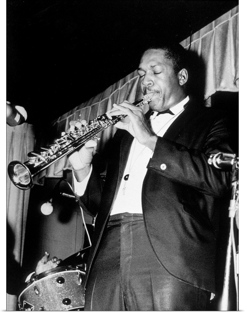 American jazz saxophone player John Coltrane (1926-1967) here playing the soprano saxophone, 60\'s; (add.info.: american j...