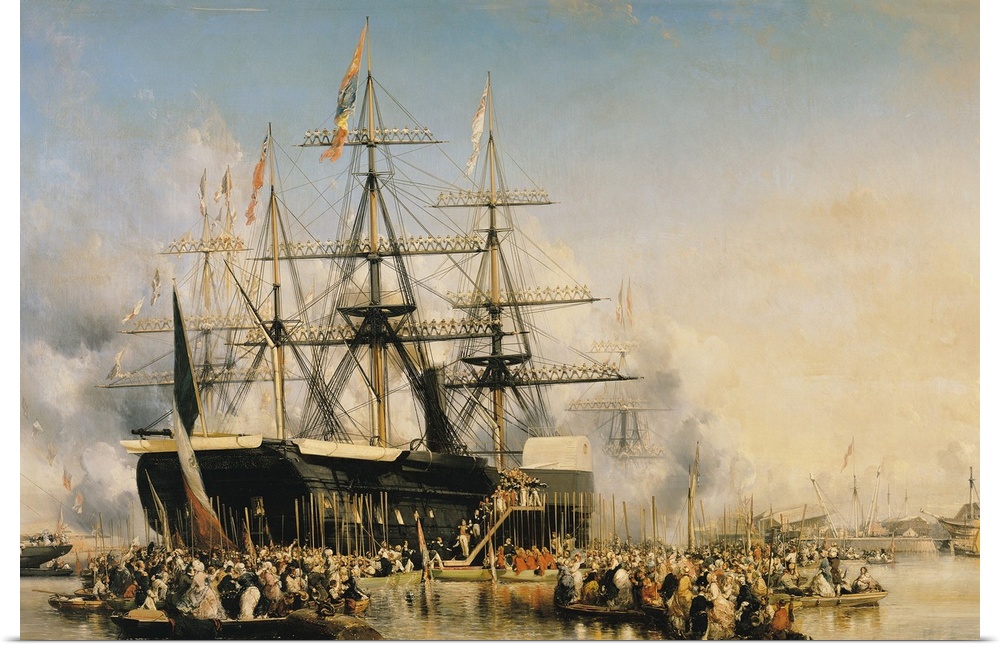 XIR75710 King Louis-Philippe (1830-48) Disembarking at Portsmouth, 8th October 1844, 1846 (oil on canvas)  by Isabey, Loui...