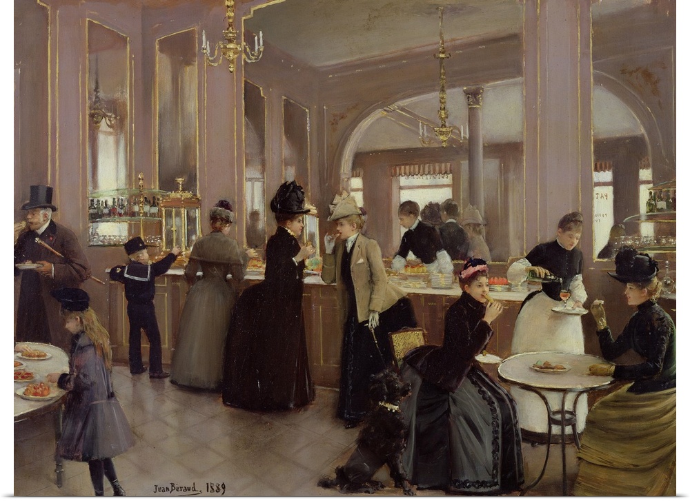 XIR27892 La Patisserie Gloppe, Champs Elysees, Paris, 1889 (oil on canvas); by Beraud, Jean (1849-1935); 38x53 cm; Musee d...