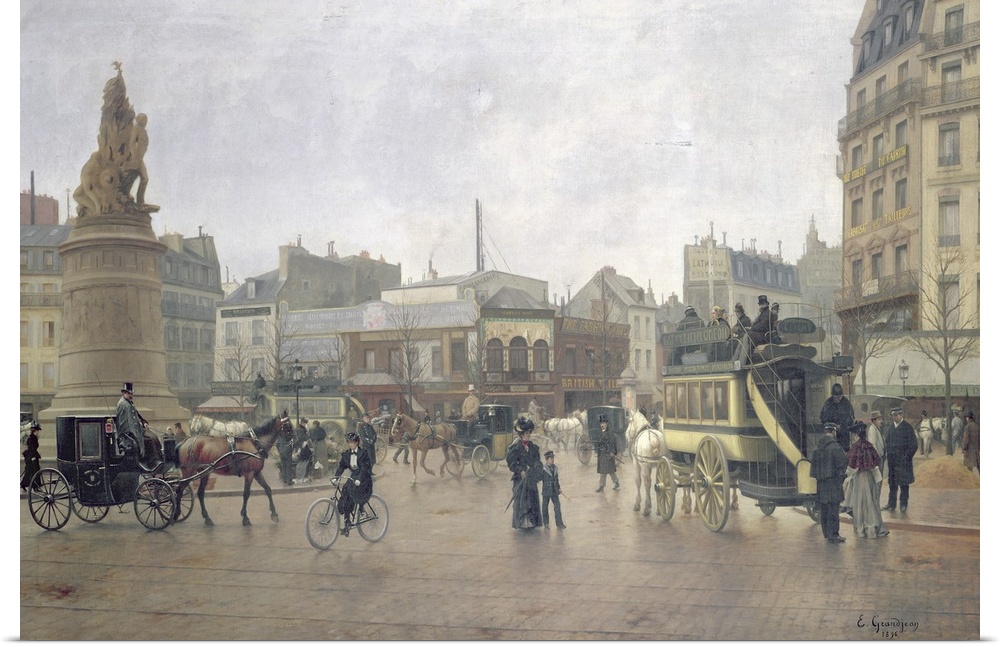 XIR27890 La Place Clichy, Paris, 1896 (oil on canvas)  by Grandjean, Edmond Georges (1844-1909); Musee de la Ville de Pari...