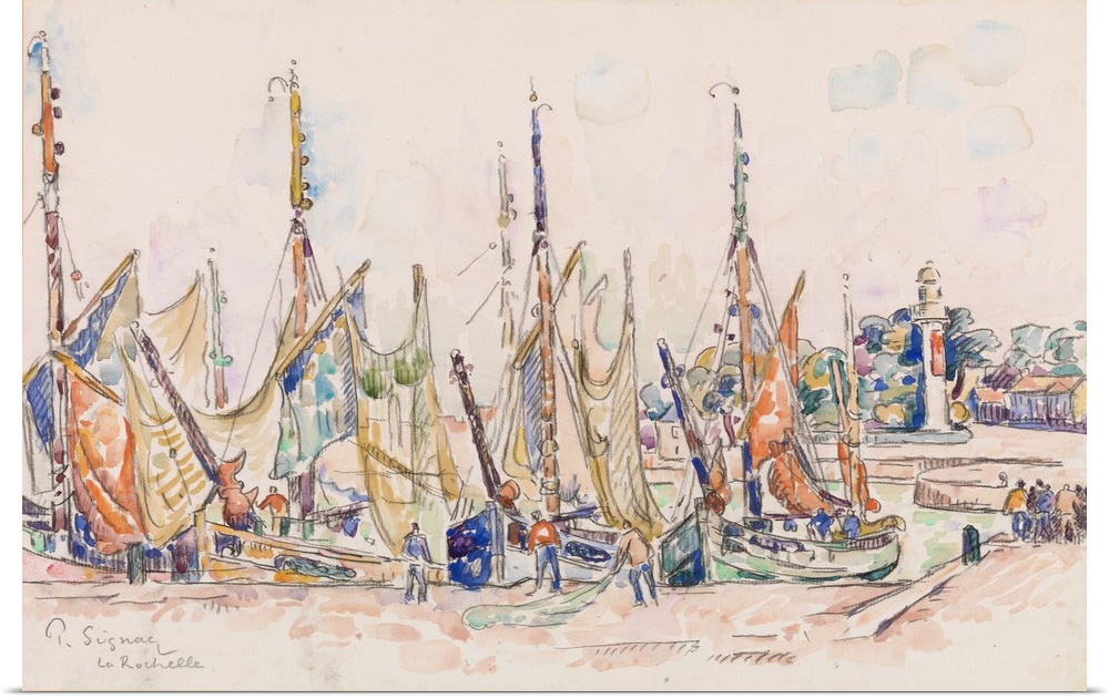 La Rochelle: Boats (Originally watercolor on paper)