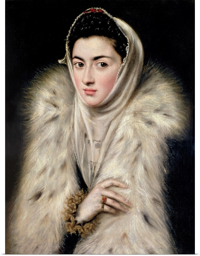 GLS71621 Lady in a Fur Wrap (oil on canvas) by El Greco, Domenico (1541-1614) (after); 62.5x48.9 cm; Stirling Maxwell Coll...