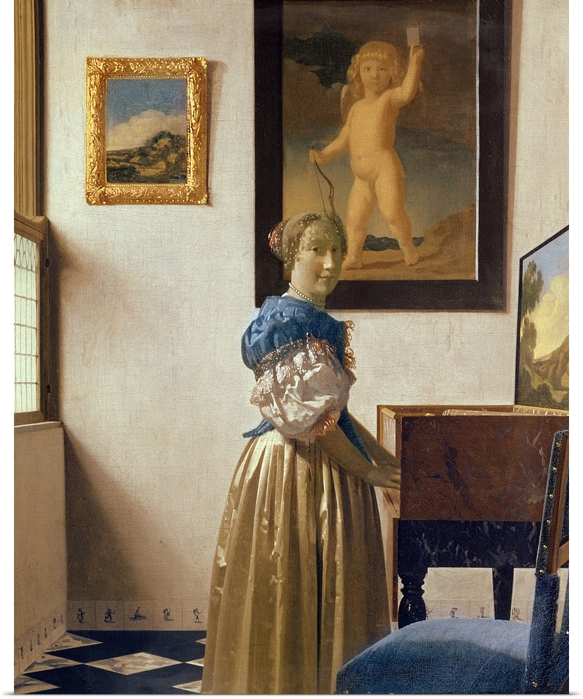 BAL1764 Lady standing at the Virginal, c.1672-73 (oil on canvas)  by Vermeer, Jan (1632-75); National Gallery, London, UK;...