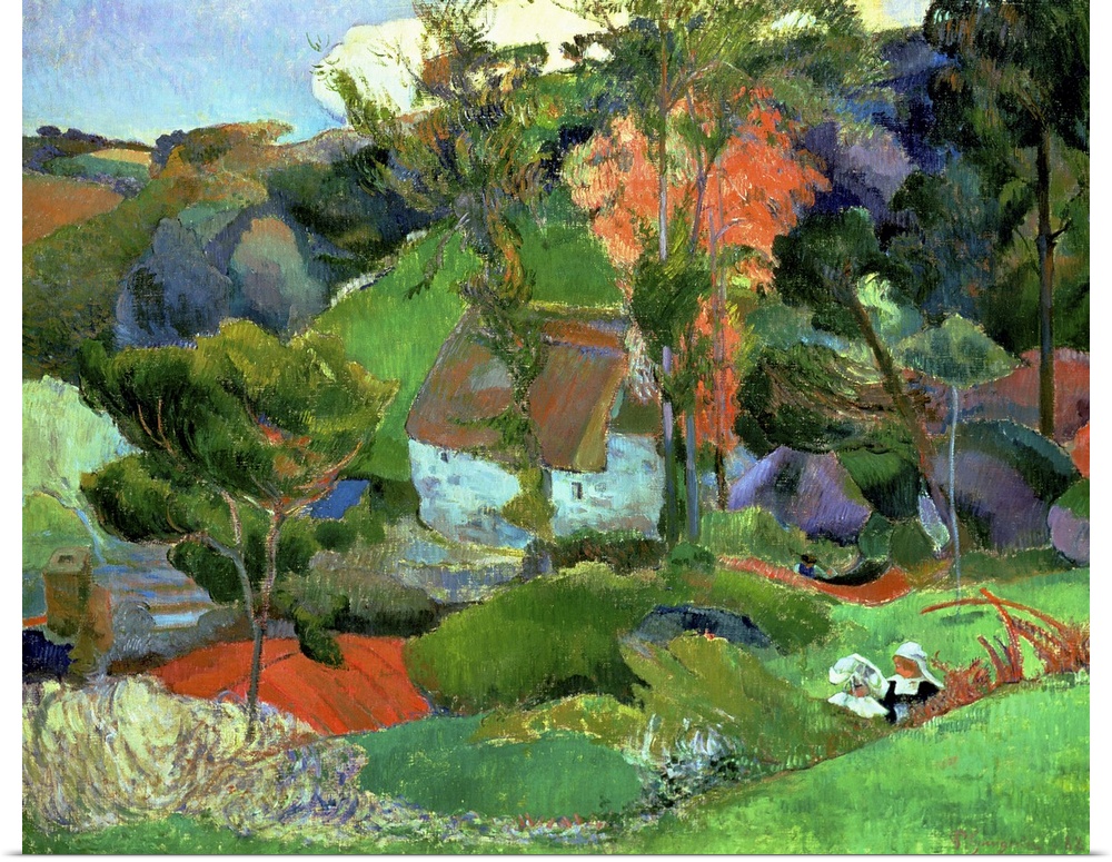 XIR61074 Landscape at Pont Aven, 1888 (oil on canvas)  by Gauguin, Paul (1848-1903); 72x91 cm; Private Collection; French,...