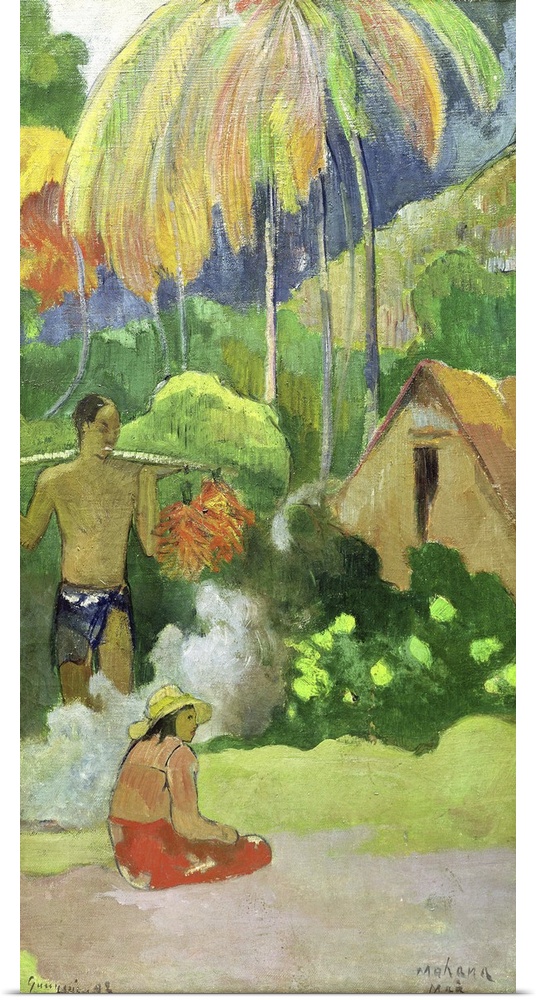 XIR194742 Landscape in Tahiti (Mahana Maa) 1892 (oil on canvas)  by Gauguin, Paul (1848-1903); 54.5x31 cm; Museum of Finni...