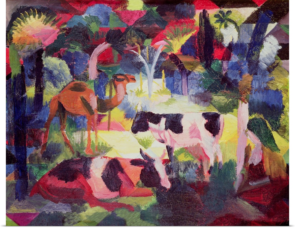 BAL41043 Landscape with Cows and a Camel (oil on canvas)  by Macke, August (1887-1914); Kunsthaus, Zurich, Switzerland; Ge...