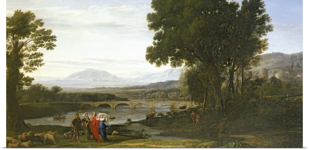 BAL75919 Landscape with Jacob and Laban and Laban's Daughters, 1654  by Claude Lorrain (Claude Gellee) (1600-82); oil on c...