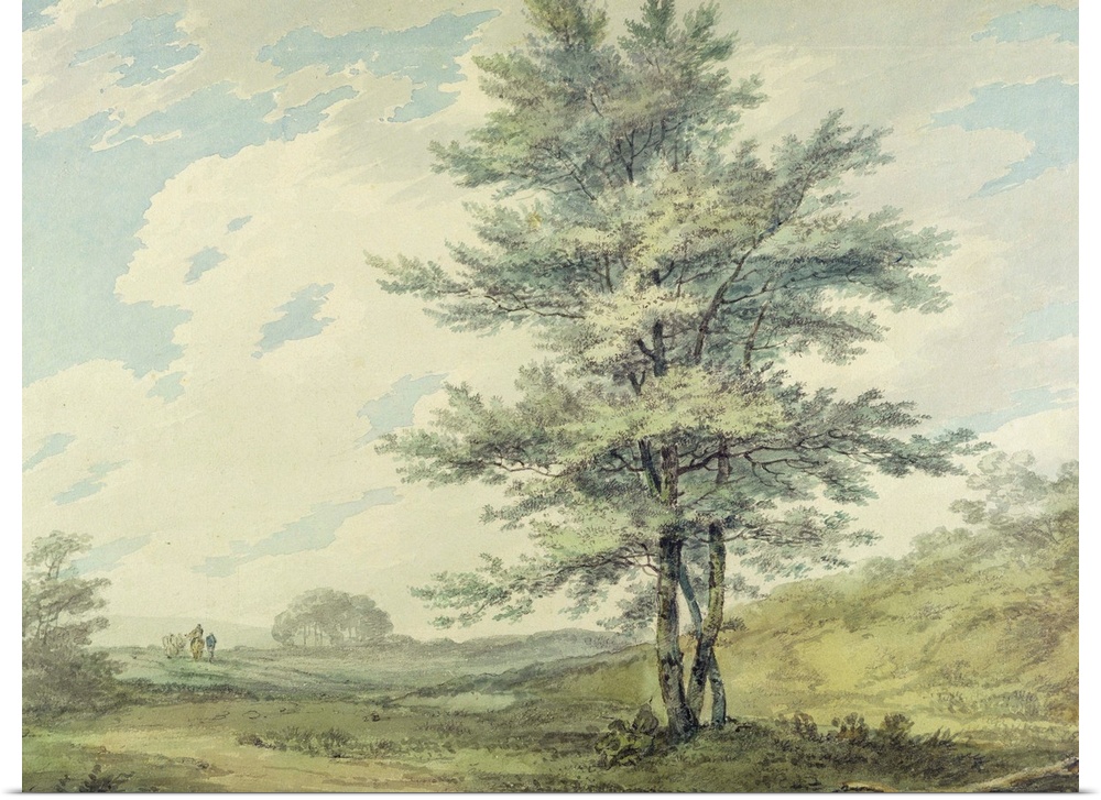 Landscape with Trees and Figures, c.1796 (w/c over graphite on paper) by Turner, Joseph Mallord William (1775-1851)