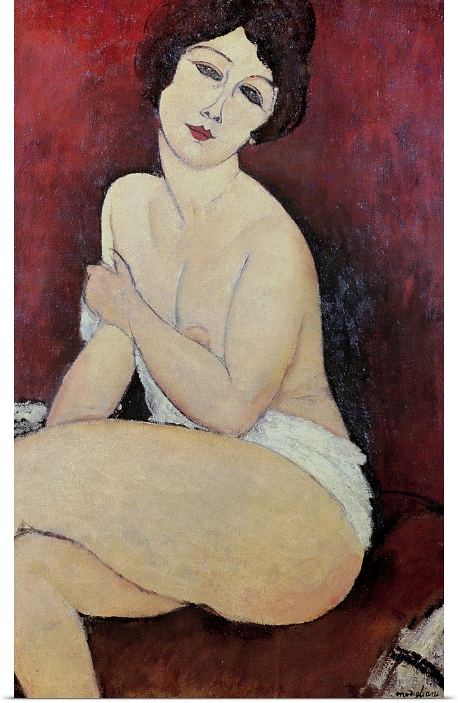 XIR159276 Large Seated Nude (oil on canvas)  by Modigliani, Amedeo (1884-1920); Private Collection; Giraudon; Italian, out...