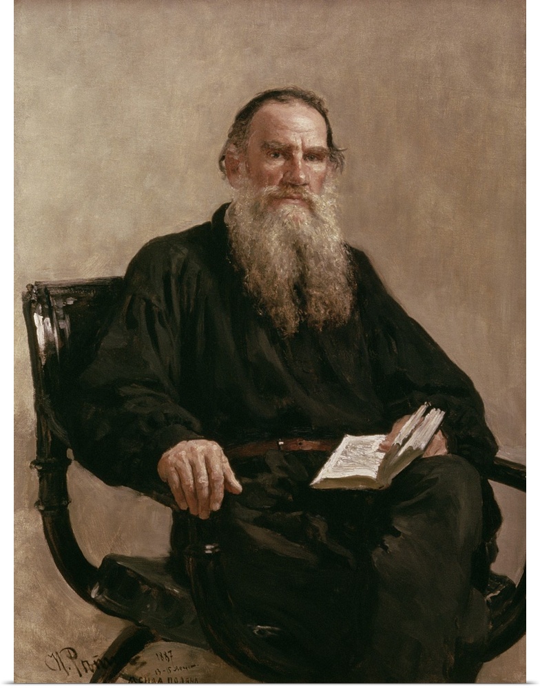 XZL149441 Lev Tolstoy (1828-1910) 1887 (oil on canvas)  by Repin, Ilya Efimovich (1844-1930); Tretyakov Gallery, Moscow, R...