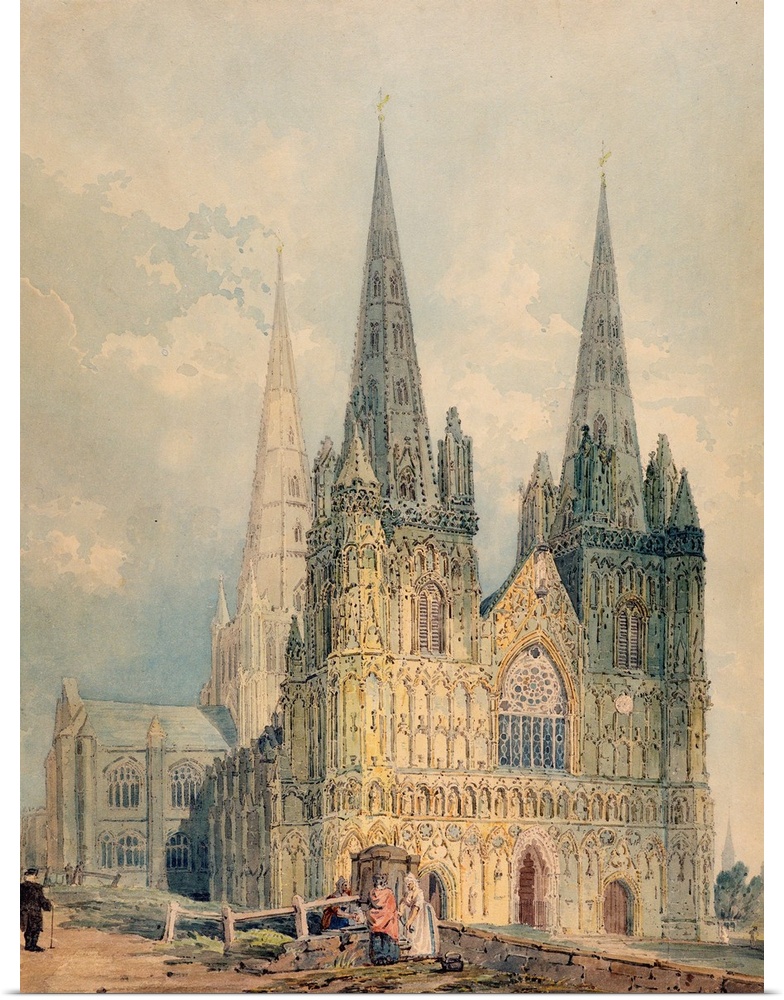 XYC151474 Lichfield Cathedral, Staffordshire, 1794 (w/c over graphite on wove paper) by Girtin, Thomas (1775-1802)