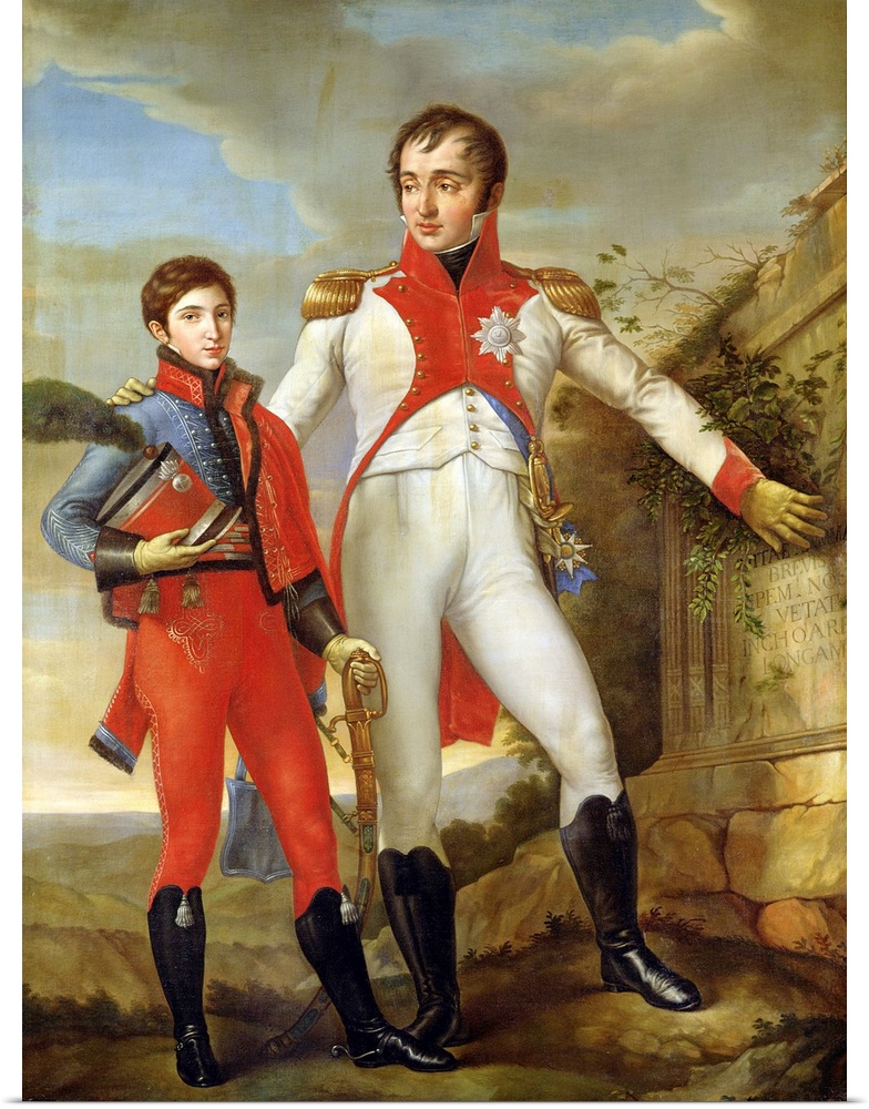 XIR70355 Louis Bonaparte (1778-1846) King of Holland and Louis Napoleon (1804-31) Crown Prince of Holland, c.1806 (oil on ...