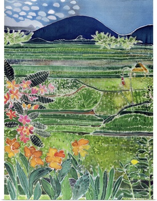 Lovina Ricefields with Lilies and Frangipani, Bali, 1996