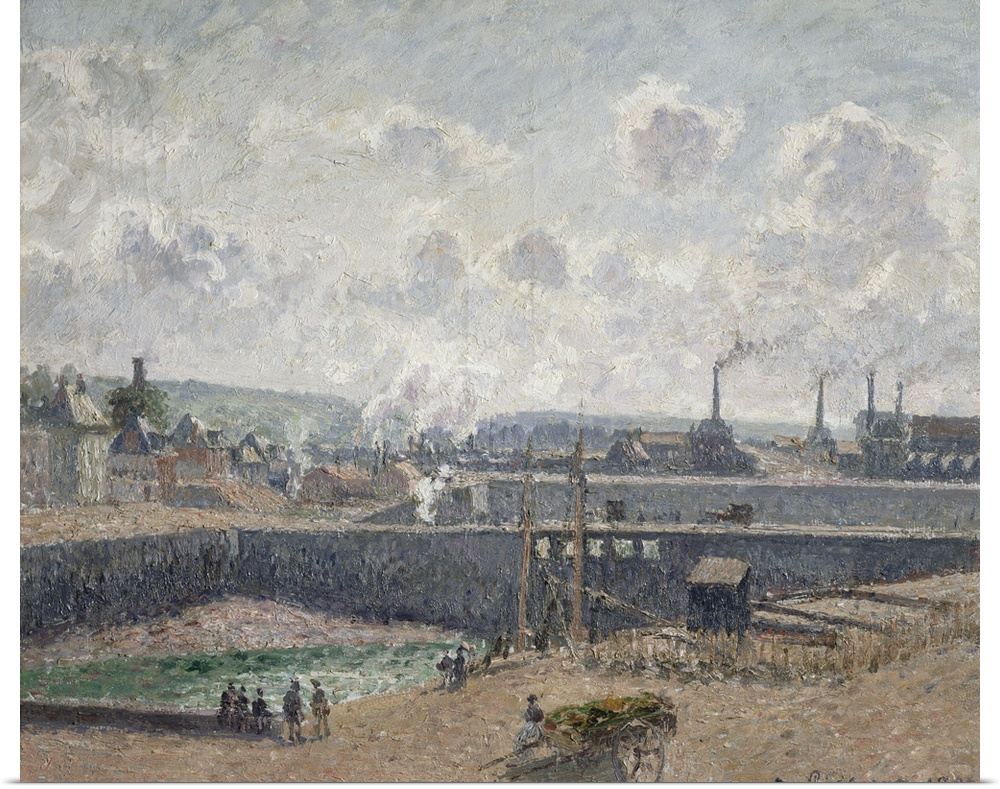 XIR37007 Low Tide at Duquesne Docks, Dieppe, 1902 (oil on canvas)  by Pissarro, Camille (1831-1903); 54.5x65 cm; Musee d'O...