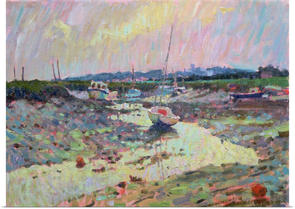 HGC147414 Low Tide, Morston Harbour (oil on canvas); by Grenville, Hugo (b. 1958); 45.7x61 cm; Private Collection; British...
