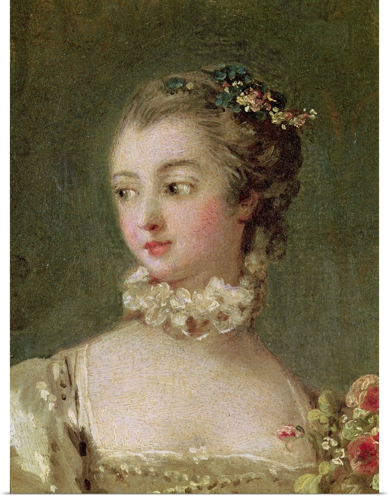 XIR176761 Madame de Pompadour (1721-64) (oil on canvas) (detail of 26230) by Boucher, Francois (1703-70); Louvre, Paris, F...