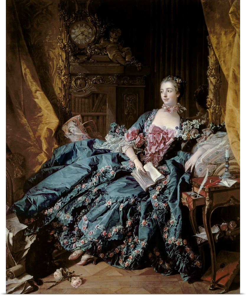 BAL8545 Madame de Pompadour, 1756 (oil on canvas)  by Boucher, Francois (1703-70); 201x157 cm; Alte Pinakothek, Munich, Ge...
