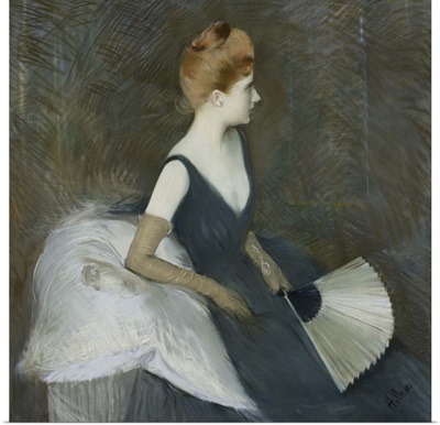 Madame Marthe Letellier Sitting on a Sofa, Holding a Fan, c.1895