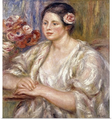 Madeleine In A White Blouse And Bouquet Of Flowers, 1915-1919