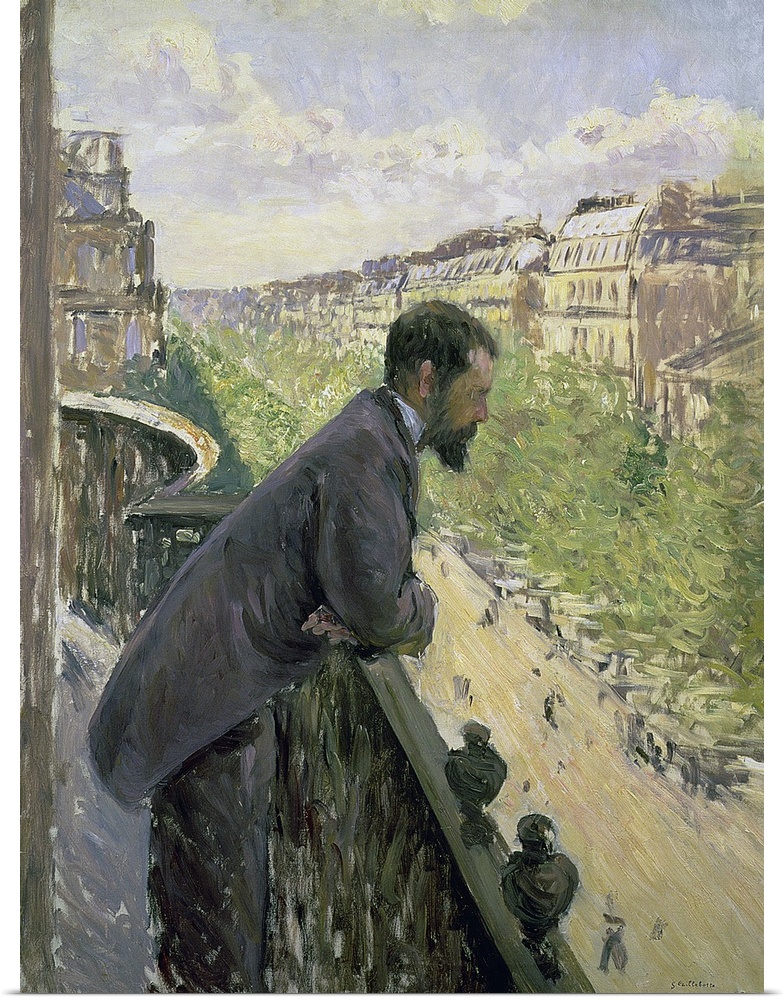 BRM156527 Man on a Balcony, c.1880 (oil on canvas) by Caillebotte, Gustave (1848-94); 116x90 cm; Private Collection; Frenc...