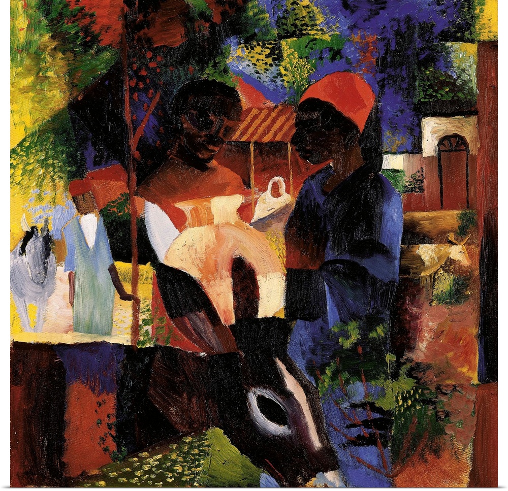 Market in Tunis, 1914, oil on canvas.  By August Macke (1887-1914).