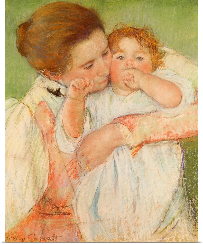 XIR124199 Mother and Child, 1897 (pastel on paper)  by Cassatt, Mary Stevenson (1844-1926); 53x45 cm; Musee d'Orsay, Paris...