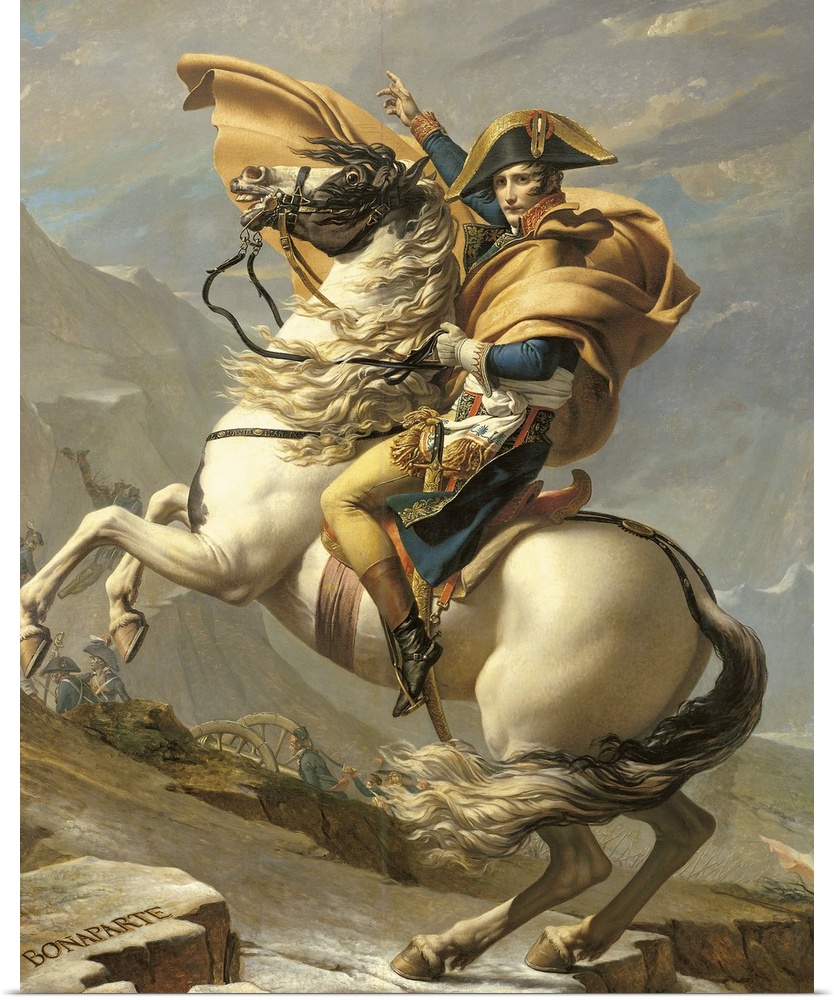 XIR18491 Napoleon (1769-1821) Crossing the Alps at the St Bernard Pass, 20th May 1800, c.1800-01 (oil on canvas)  by David...