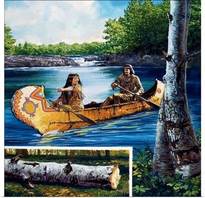 Native Americans in Canoe