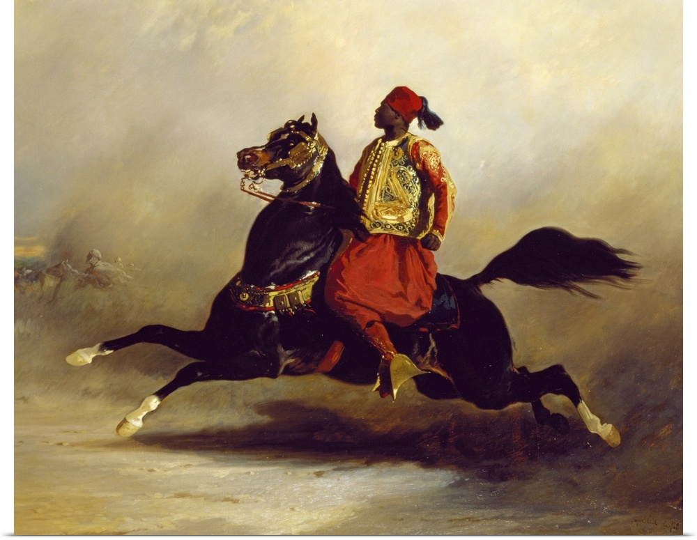 BAL76269 Nubian Horseman at the Gallop; by Dedreux, Alfred (1810-60); oil on canvas; 82x100 cm; Galerie Daniel Malingue, P...