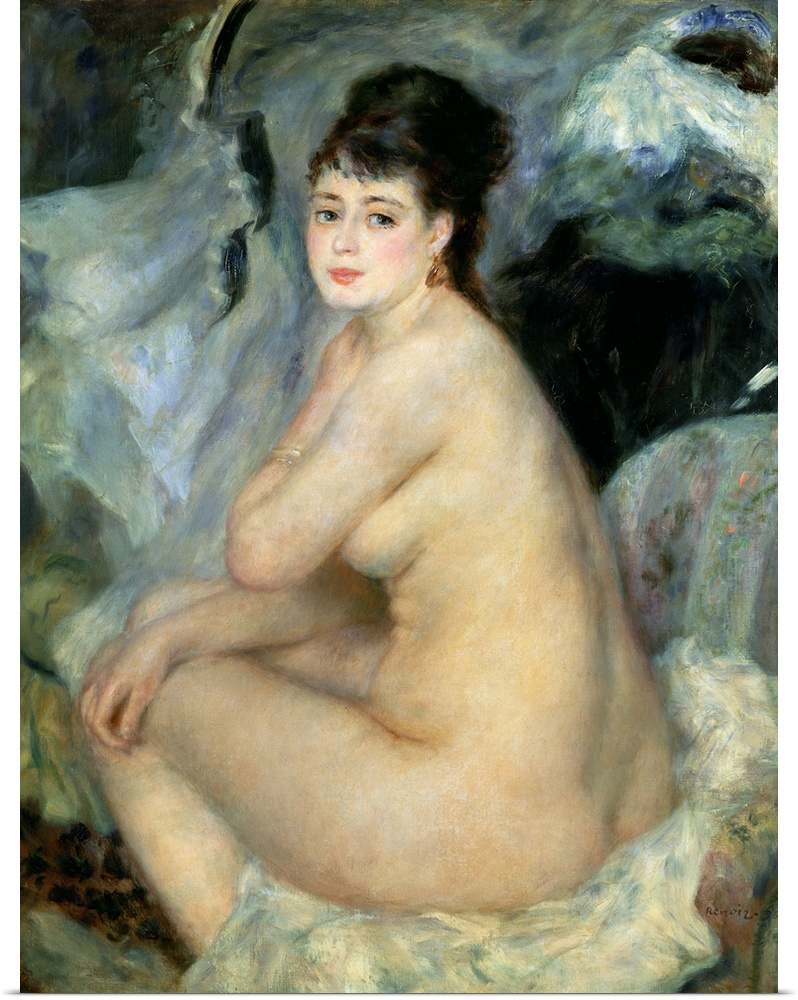 BAL37592 Nude, or Nude Seated on a Sofa, 1876  by Renoir, Pierre Auguste (1841-1919); oil on canvas; 92x73 cm; Pushkin Mus...