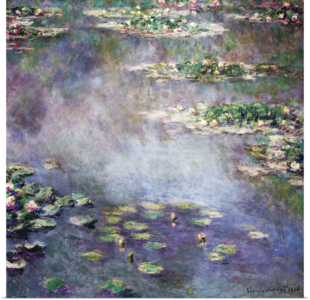 Nympheas, 1906 (originally oil on canvas) by Monet, Claude (1840-1926)