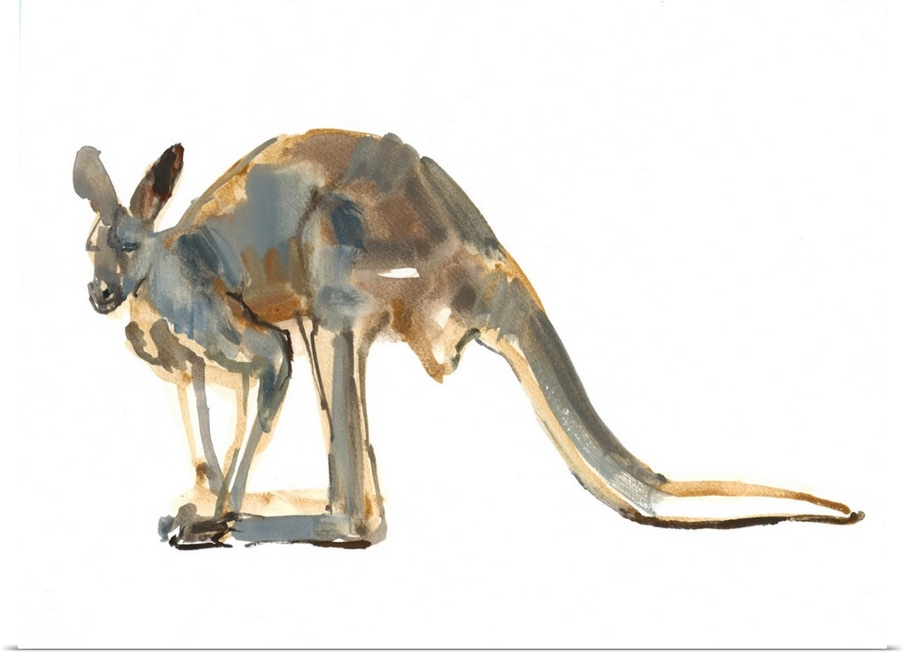 Contemporary artwork of a kangaroo  against a white background.