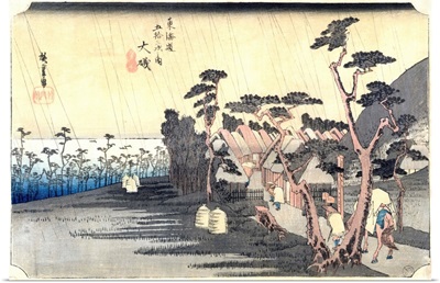 Oiso: Toraga Ame Shower, from the series 53 Stations of the Tokaido Road, 1834-35