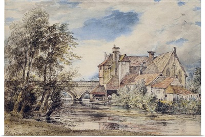 Old Houses On Harnam Bridge, Salisbury With The Ancient Hospital Of Saint Nicholas, 1827