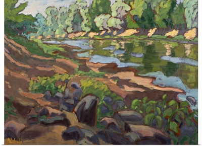 On the Shady Side of River Koros. oil on board