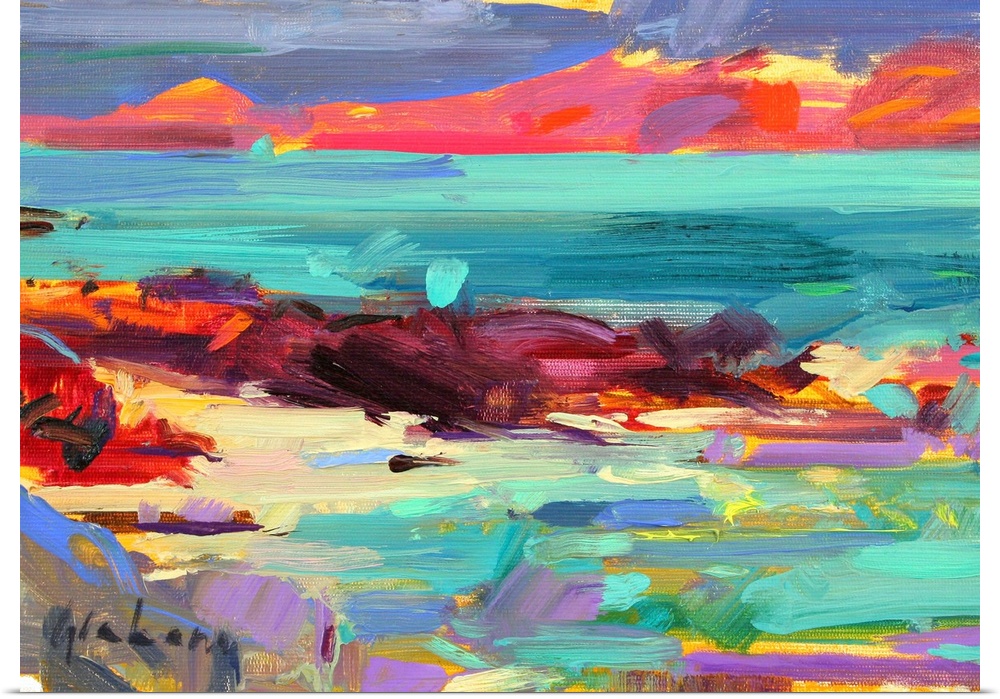On the Shore, Iona, 2012, originally oil on canvas.