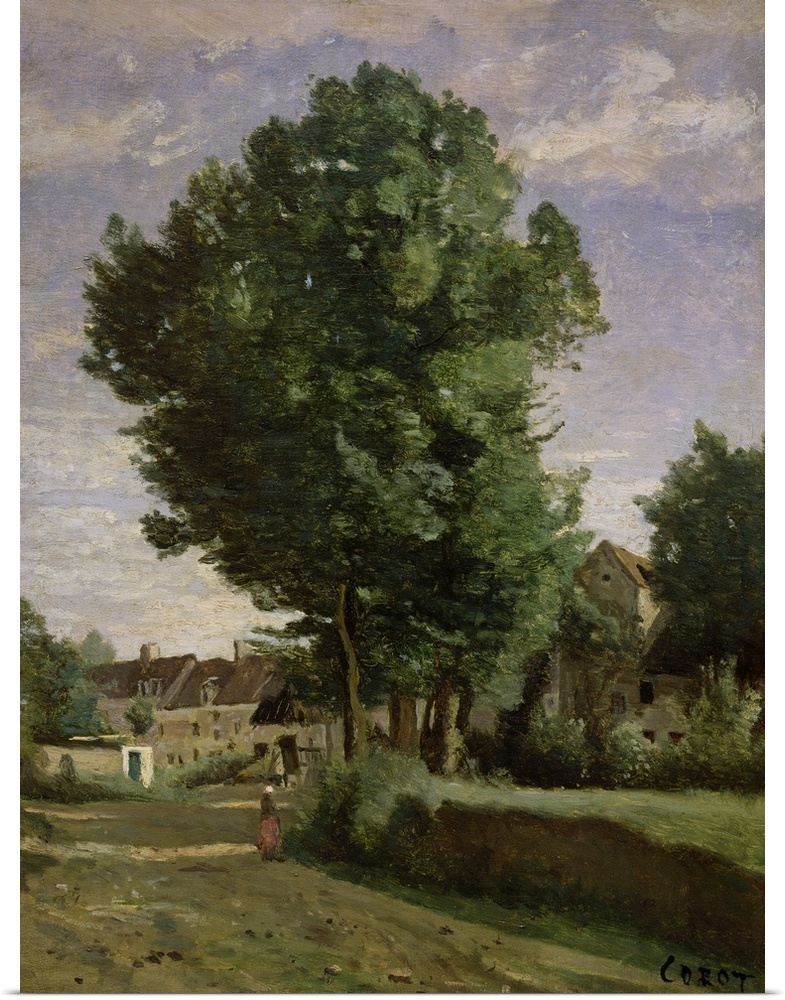XIR71561 Outskirts of a village near Beauvais, c.1850 (oil on canvas)  by Corot, Jean Baptiste Camille (1796-1875); 40x30 ...