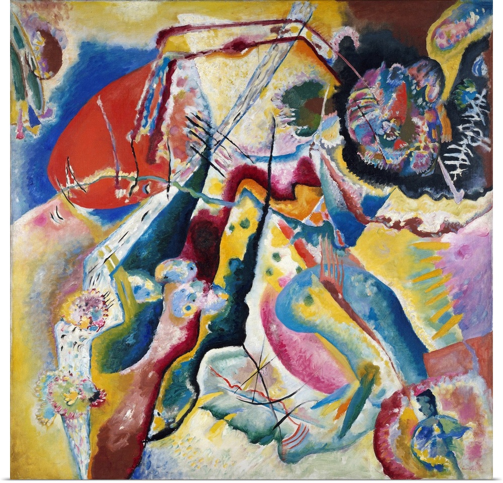 Painting with red spot, 1914, by Wassily Kandinsky, originally oil on canvas, Russia, 20th century