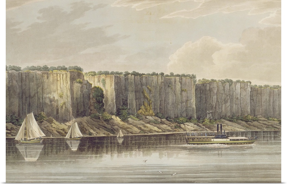Palisades, no. 19 of the Hudson River Portfolio, engraved by J. Hill, 1821-25, coloured engraving.  By William Guy Wall (1...