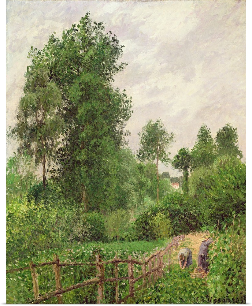 Paysage, Temps Gris a Eragny, 1899, oil on canvas.  By Camille Pissarro (1830-1903).