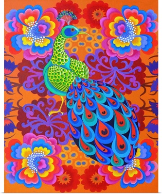 Peacock With Flowers, 2015