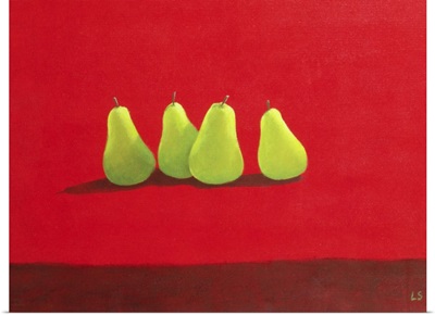 Pears on Red Cloth
