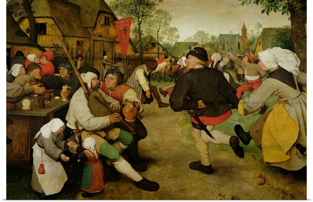 XAM68947 Peasant Dance, (Bauerntanz) 1568 (oil on panel) (see 186442-186443 for details); by Brueghel, Pieter the Elder (c...