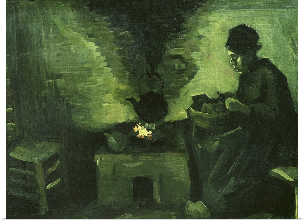 XIR166545 Peasant Woman by the Hearth, c.1885 (oil on canvas laid on board)  by Gogh, Vincent van (1853-90); 29x40 cm; Mus...