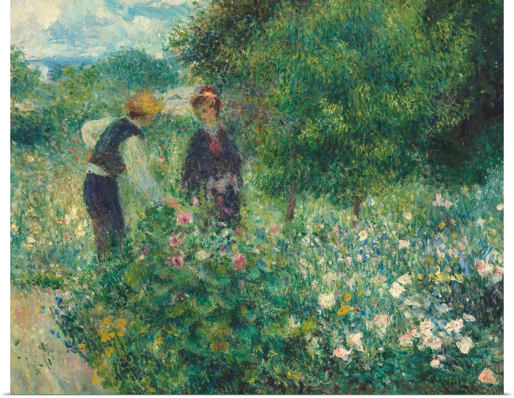 Picking Flowers, 1875, oil on canvas.  By Pierre Auguste Renoir (1841-1919).